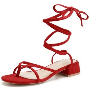 NIBCoutgo Elegant Red Lace-Up Sandals, Size 6